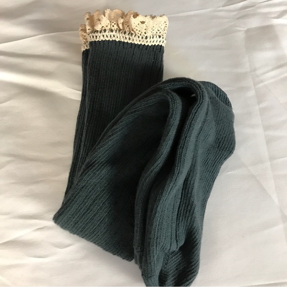 BUNDLE BOTH Socks for $20!! Teal Boot Socks w/Crochet Tops - Picture 1 of 4